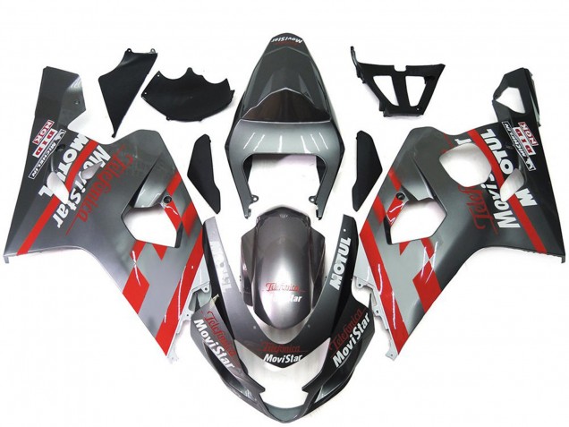 04-05 Argent & Rouge Movistar GSXR 600-750 Carénage Moto