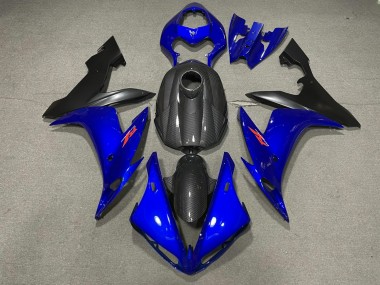 04-06 Style Bleu Brillant & Fibre De Carbone R1 Carénage Moto