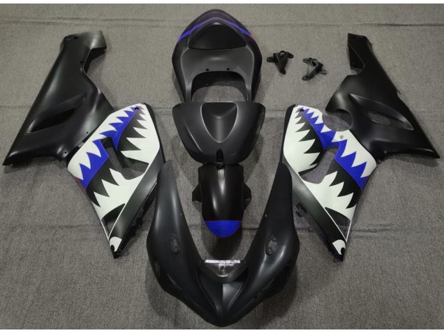 05-06 Requin Noir Mat & Bleu ZX6R Carénage Moto