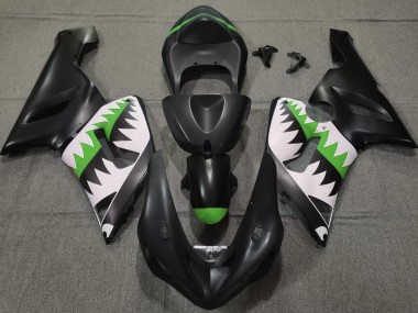 05-06 Requin Noir Mat & Vert ZX6R Carénage Moto