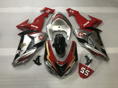 06-07 Argent Brillant & Rouge ZX10R Carénage Moto