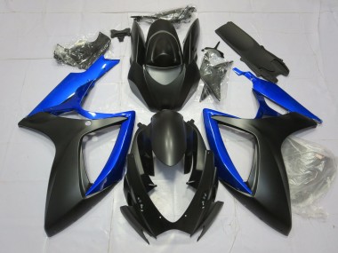 06-07 Bleu Brillant & Noir Mat GSXR 600-750 Carénage Moto