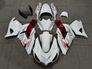 06-11 Bianco Rosso Fiamma ZX14R Carénage Moto