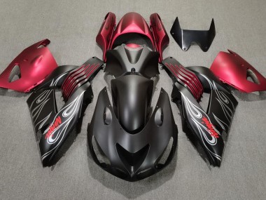 06-11 Noir Mat & Rouge ZX14R Carénage Moto