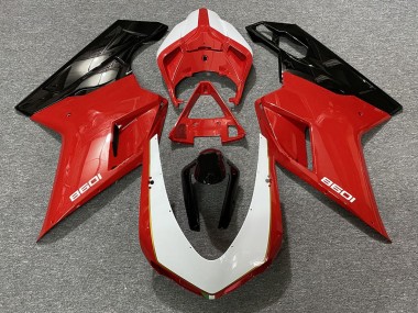 07-14 Noir Rouge Blanc Ducati 848 1098 1198 Carénage Moto