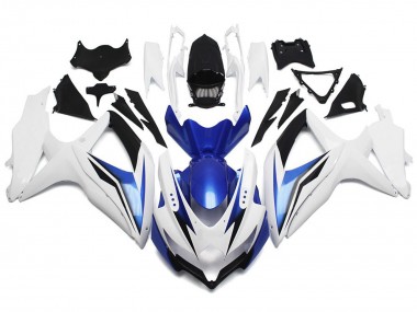 08-10 Blanc Brillant Avec Argent & Bleu GSXR 600-750 Carénage Moto