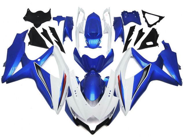 08-10 Blanc Brillant Brillant Avec Argent & Bleu GSXR 600-750 Carénage Moto