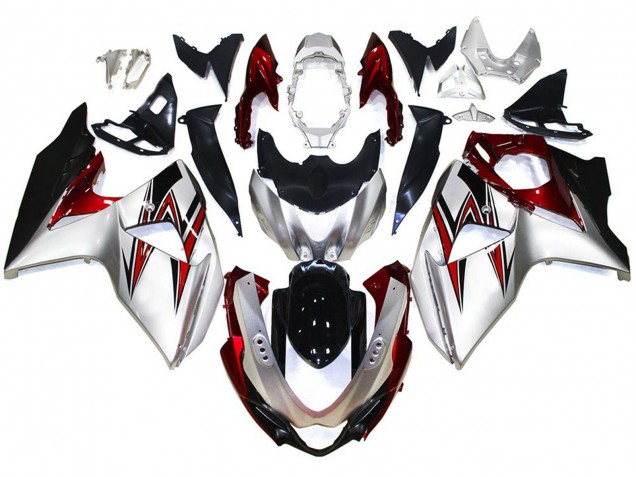 09-16 Argent Avec Des Reflets Rouges GSXR 1000 Carénage Moto