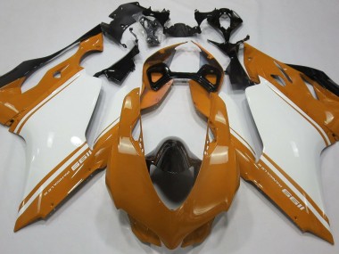 11-14 Orange Brillant Blanc & Noir Ducati 1199 Carénage Moto