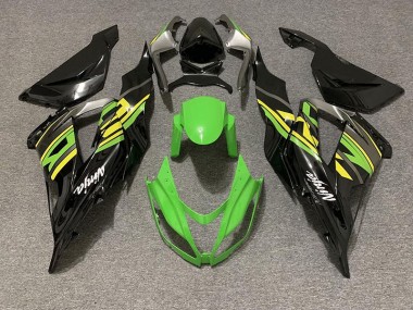 13-18 Noir Brillant & Vert Racing ZX6R Carénage Moto